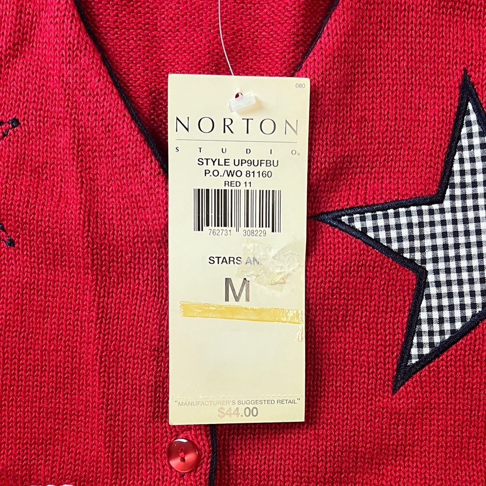 Patriotic Knit - Red, White, & Blue Star Patterned Women's Cardigan - Picture 3 of 10